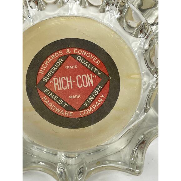 HEAVY ART DECO GLASS SPROCKET Richards & Conover RICH-CON HARDWARE  6" ASHTRAY - Picture 3 of 6